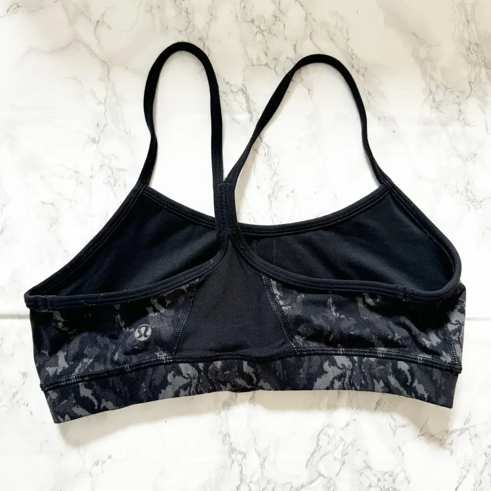 LULULEMON Flow Y Sports Bra Beautiful Baroque Black 6